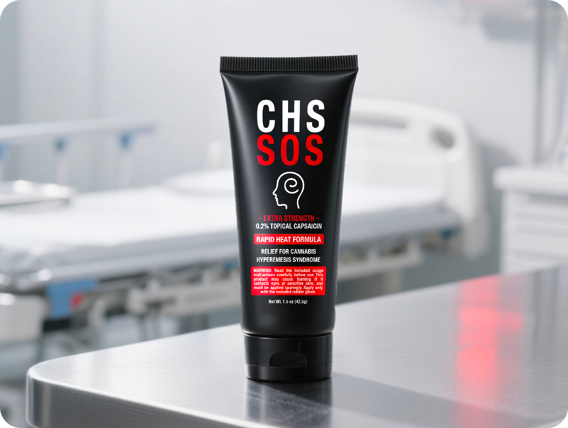CHS SOS cream tube in a clean, medical-style setting